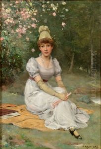 Young Lady In Landscape by John Harrison Witt