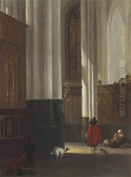 The Choir Of The New Church, Amsterdam, With Figures - view 1