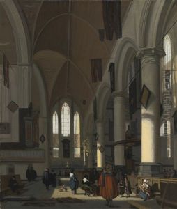 The Interior Of The Oude Kerk, Amsterdam, From The North Aisle Looking West by Emanuel de Witte