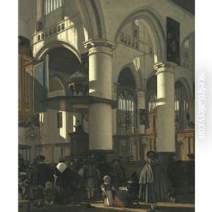 The Interior Of The Oude Kerk In Delft (from The South Aisle To The Crossing, Towards The Noth-east, During The Preaching Of A Sermon)