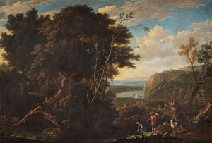 Landscape With Figures And Cattles by Gaspar de Witte