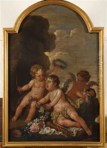 Scene Allegorique Avec Trois Putti - view 1