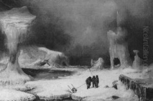 Eislandschaft, Im Vordergrund Eine Gruppe Eskimos by Johann Jacob Witte
