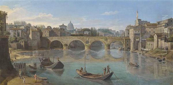 The Tiber, Rome, With The Ponte Sisto - view 1