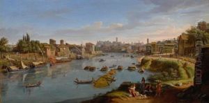Rome, A View Of The Port Of Ripa Grande by (circle of) Wittel, Gaspar van (Vanvitelli)