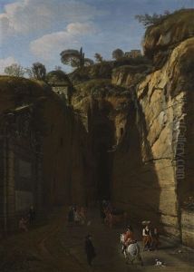 A View Of The Grotto At Pozzuoli With Virgil's Tomb