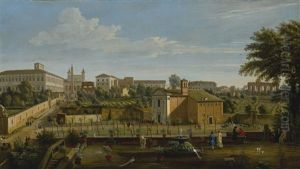 Rome, A View Of The Church Of Santi Marcellino E Pietro, From The Vigna Ciccolini, With The Palazzo Laterano, The Church Of San Giovanni In Laterano, The Ospedale Di San Giovanni And Ruins Of The Claudian Aqueduct Beyond by (circle of) Wittel, Gaspar van (Vanvitelli)