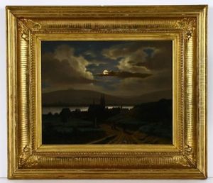Nachtliche Rheinlandschaft by Georg Wittemann