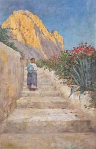 On The Steps, Capri by Walther Guenther Julian Witting