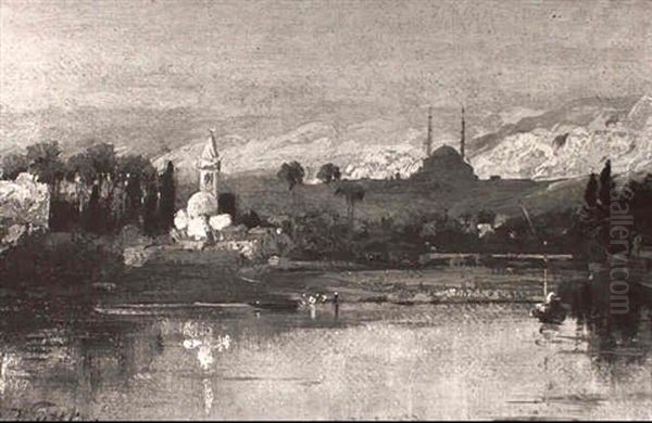 Middle-eastern Landscape With A Mosque In The Distance - view 1