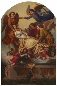 Angels Carrying The Body Of Saint Catherine To Mount Sinai by Johann Michael Wittmer the Younger