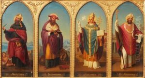 Die Vier Kirchenvater Augustinus, Hieronymus, Gregor Und Ambrosius by Johann Michael Wittmer the Younger