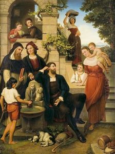 Descanso En Un Pozo Con Autorretratato Del Artista Y Su Esposa