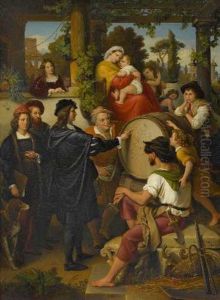 Raffael, Die Madonna Della Sedia Auf Ein Fass Zeichnend