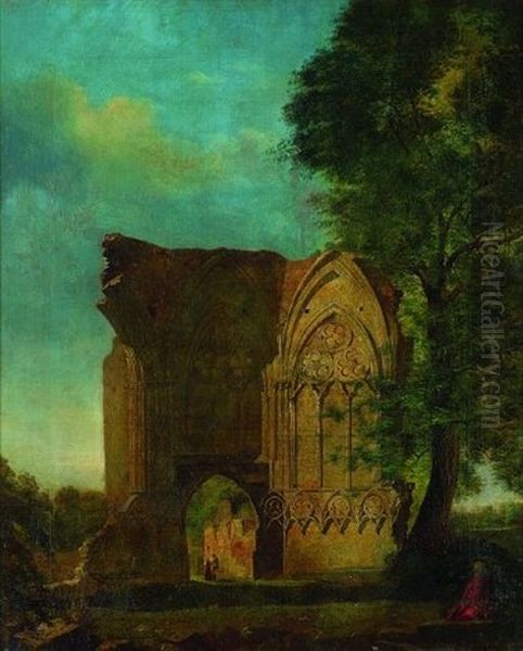Gotische Kirchenruine Zwischen Baumen - view 1