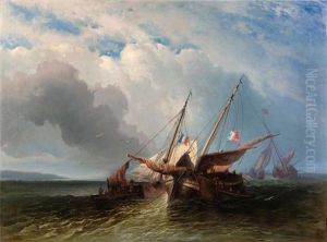 Shipping Off Shore On A Windy Day