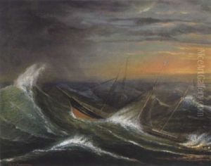 Segelschiff Im Sturm by Alexander Wassiljewitsch Wjuschin