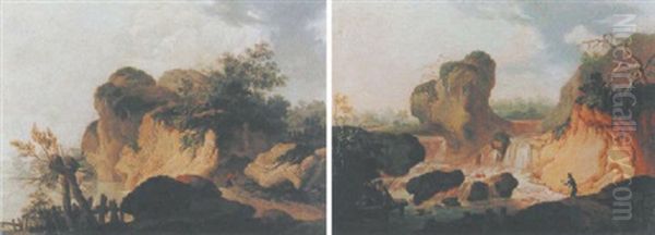 Wasserfall Mit Zwei Fischern - view 1