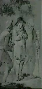 Drei Hirten Im Gesprach by Tiberius Dominikus Wocher