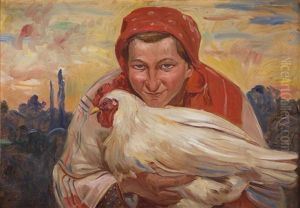 Woman With Hen Woman With Hen