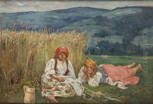 Rest During Harvest by Wincenty Wodzinowski