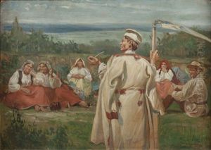 Break During Haymaking by Wincenty Wodzinowski