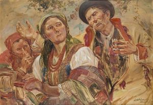 A Couple by Wincenty Wodzinowski