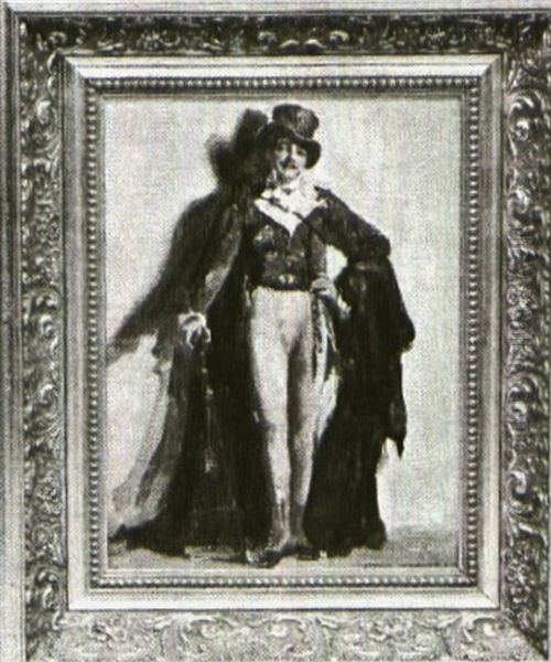 Gentleman In Fancy Dress With Purple Cloak (study) - view 1