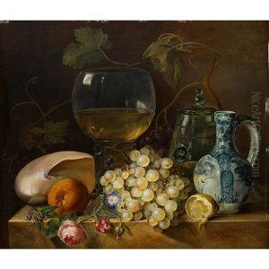 Still Life Of Grapes, A Roemer, And Vine Branch