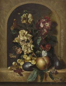 Bouquet De Fleurs Sur Un Entablement by Petronella Woensel