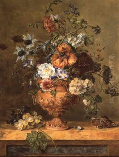Bouquet De Fleurs Sur Un Entablement De Pierre - view 1