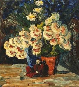 Still Life With Flower Vase And Doll by Nikolaus (Niko) Woehlk