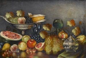 Still Life With Fruit And Silverware by Nicolas Wokos