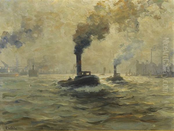 Zwei Dampfschlepper Im Hamburger Hafen - view 1