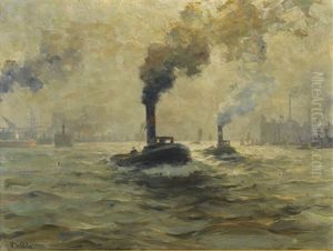 Zwei Dampfschlepper Im Hamburger Hafen