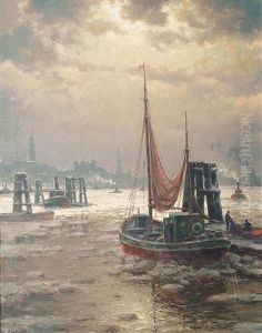 Winterstimmung Im Hamburger Hafen by Paul Wolde