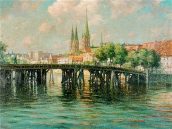 Blick Uber Die Obertrave Auf Die Petrikirche In Lubeck - view 1