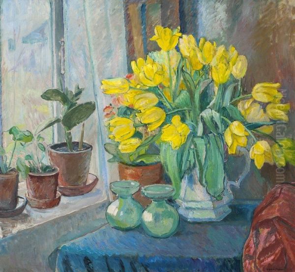 Still Life With Yellow Tulips In A Jug - view 1