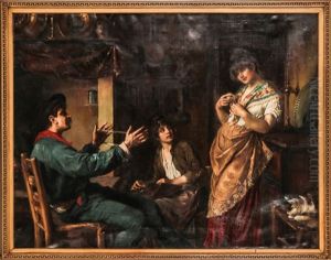 Interior Scene With Figures by Augusto Wolf
