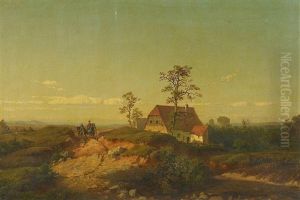 Abendstimmung Bei Einem Gehoft In Den Dunen by Balduin Wolf