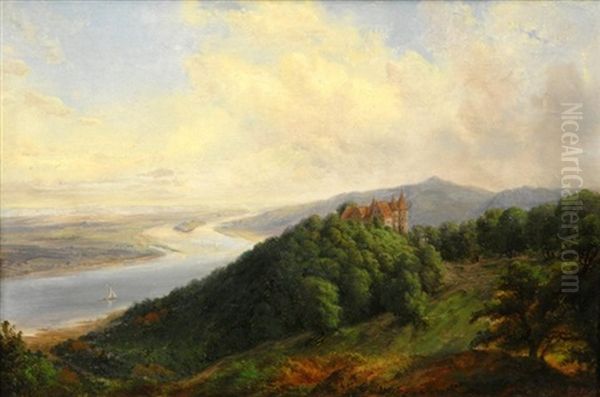 Blick In Rheinlandschaft Mit Burganlage - view 1