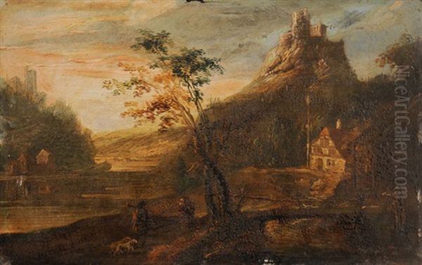 Felsige Flusslandschaft Mit Zwei Burgruinen - view 1