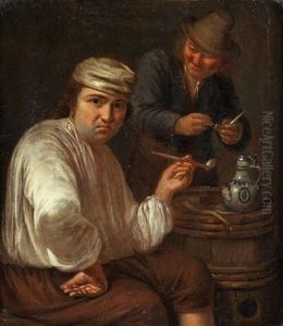 Zwei Pfeifenraucher And Einem Fasstisch by Artus Wolfaerts
