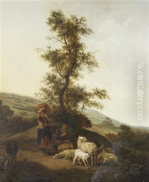 Shepherdesses Tending Their Flocks - view 1