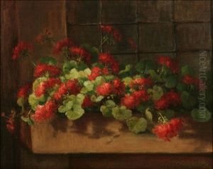 Red Geraniums In A Window Box by Sarah Bender de Wolfe