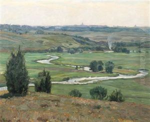 Landschaft Mit Maanderndem Fluss Im Tal by Eugen Wolff