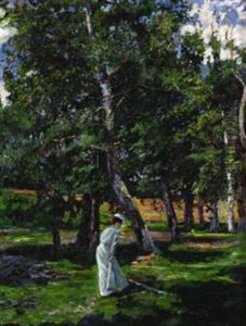 Dame In Sommerlicher Waldlandschaft Dame In Sommerlicher Waldlandschaft