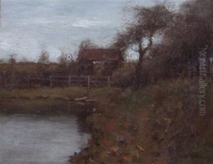 Autumn Landscape With Lake by Gustav Wolff