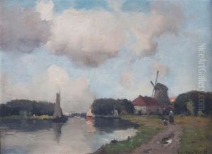 Landscape With Windmill by Gustav Wolff