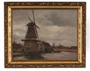 Windmill Scene by Gustav Wolff